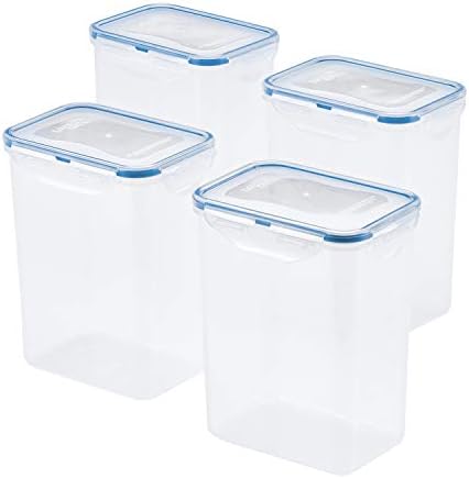 Contenant alimentaire rectangulaire haut et hermétique Easy Essentials, 7,61 tasses, lot de 4, transparent Contenant alimentaire rectangulaire haut et hermétique Easy Essentials, 7,61 tasses, lot de 4, transparent