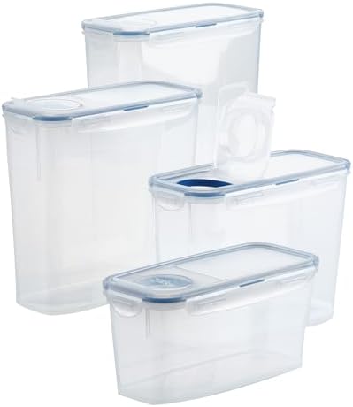 Ensemble de 4 boîtes de conservation Easy Essentials pour garde-manger, rectangulaires, sans BPA, compatibles lave-vaisselle, transparentes. Ensemble de 4 boîtes de conservation Easy Essentials pour garde-manger, rectangulaires, sans BPA, compatibles lave-vaisselle, transparentes.