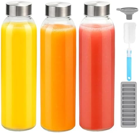 Bouteilles d'eau en verre de 532 ml (18 oz) avec bouchons en acier inoxydable, 100 % étanches. Bouteilles d'eau en verre de 532 ml (18 oz) avec bouchons en acier inoxydable, 100 % étanches.