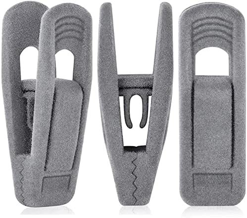 Pinces à cintres grises pour cintres en velours — 40 pinces à cintres grises antidérapantes en velours, pinces floquées pour cintres à jupes, adaptées aux cintres en velours fins Pinces à cintres grises pour cintres en velours — 40 pinces à cintres grises antidérapantes en velours, pinces floquées pour cintres à jupes, adaptées aux cintres en velours fins